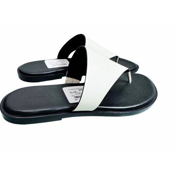 Vince Womens Black & White Leather Sandals Size 6M- LT3284 - Picture 2 of 5
